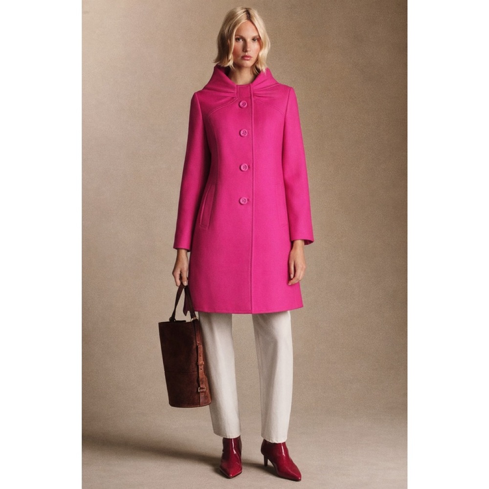 Kate Spade | RARE 100% Wool Adorable Pink Fuchsia Etta Walking Coat ~ US 12
